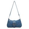 Retro Denim Canvas Bag Bag Women'S Fashion Shoulder Versatile Chain Underarm Baguette Bag