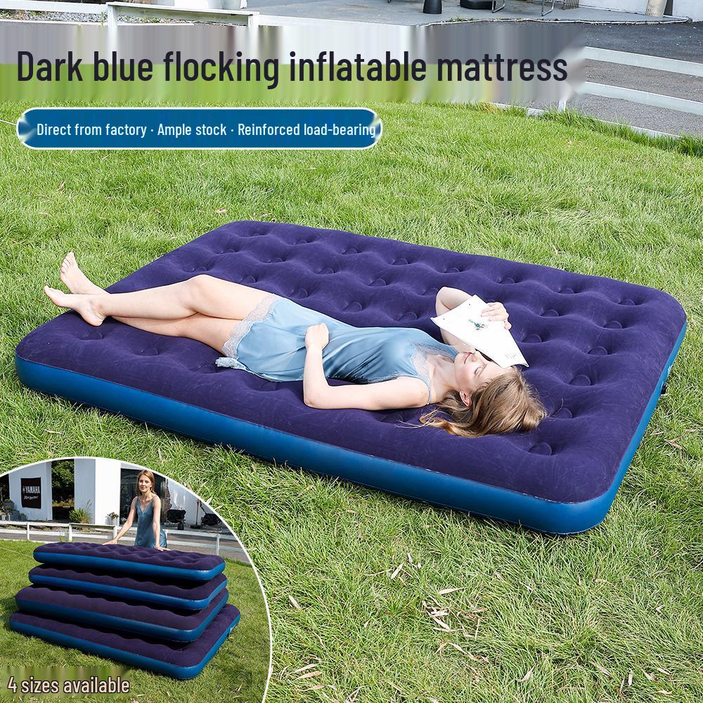 Portable Inflatable PVC Air Mattress - Thickened, Flocked, and Ideal for Camping