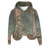 Women's Hooded Long Sleeve Printed Flannel Top Hooded Sweatshirt