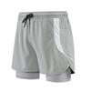 Men's Quick-Dry 3/4 Running Shorts with Phone Pocket, Layered Design, Anti-Exposure Fitness Pants for Morning Runs.