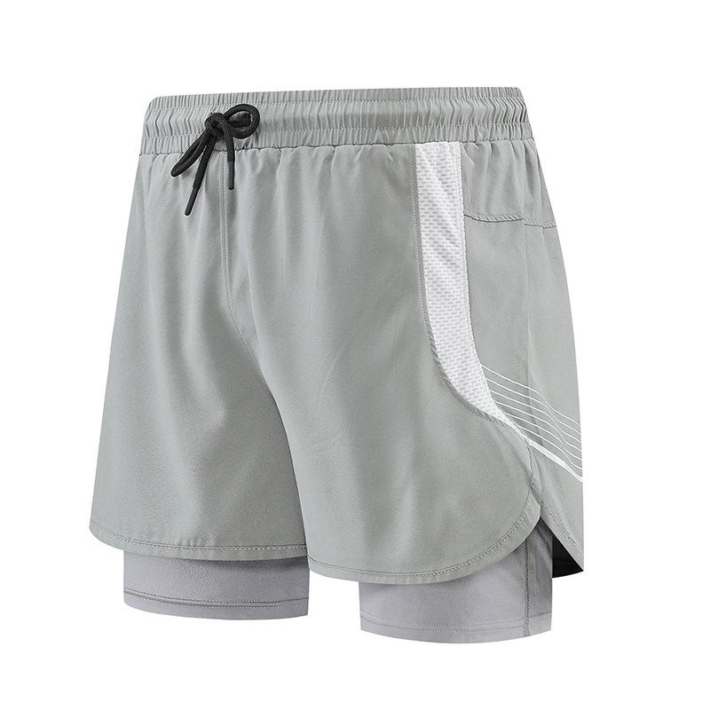 Men's Quick-Dry 3/4 Running Shorts with Phone Pocket, Layered Design, Anti-Exposure Fitness Pants for Morning Runs.
