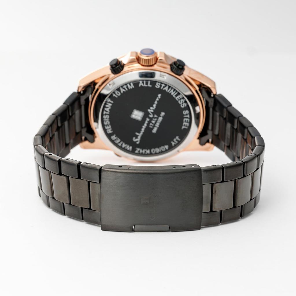 Salvatore Marra Radio Solar Watch Business Analog Quartz Waterproof Gold with Cloth PGBK [Salvatore Marra] Men's (Pink Black)