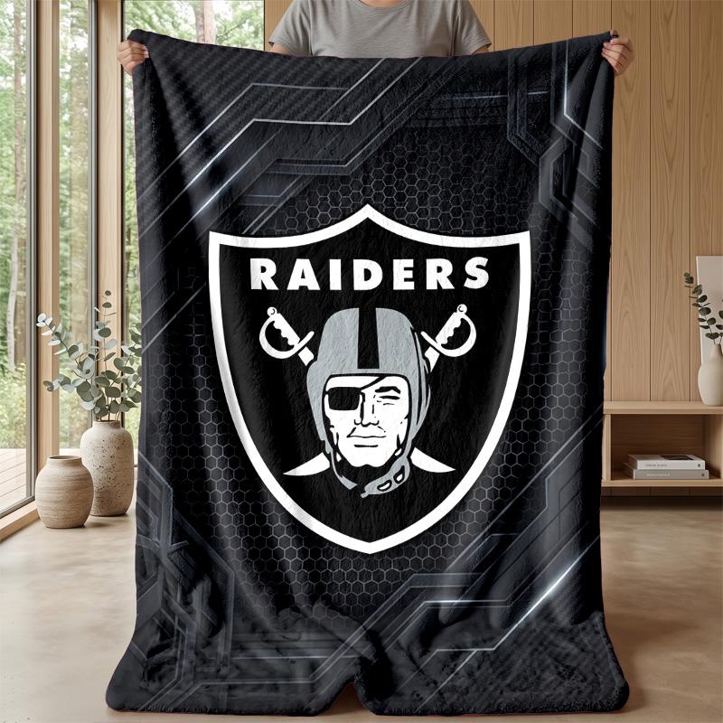 Las Vegas Raiders Flannel Fleece Blanket Cozy Warm Throw Blanket For Couch Bed Travel All Season Use