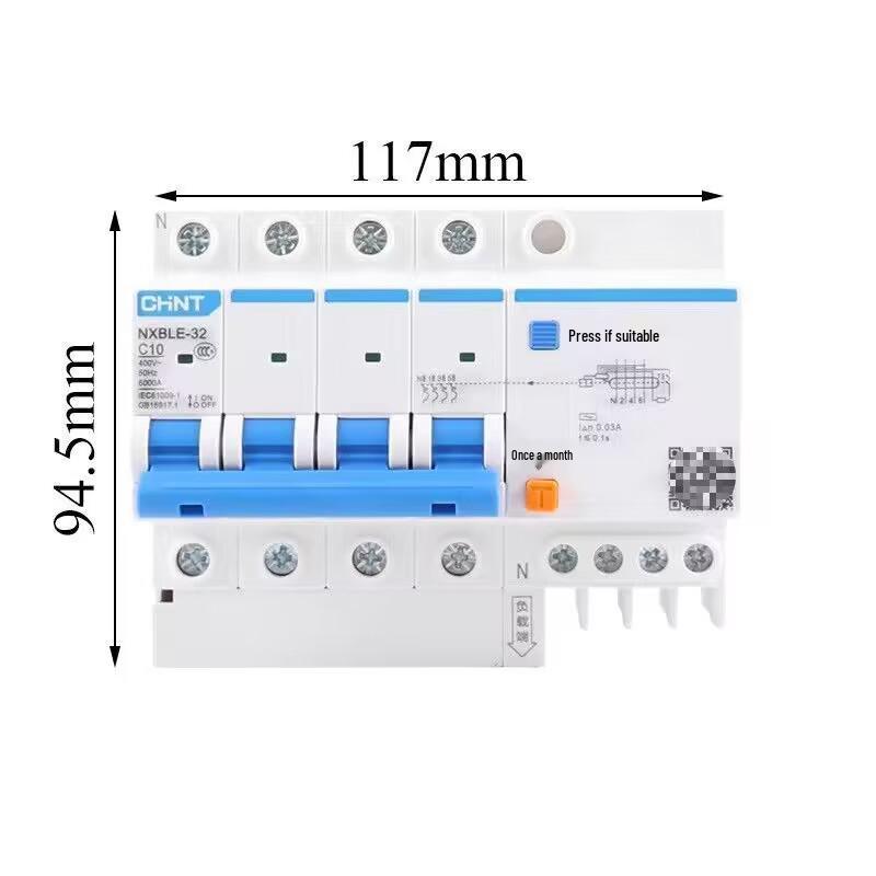 Chint 2P63A Air Switch with 32A RCCB for Three-Phase Electricity Protection and Household Circuit Breaking