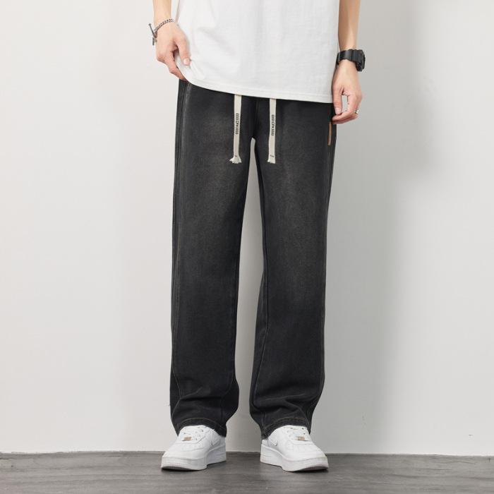 Retro Jeans Men's Spring and Autumn Straight Loose Trendy Brand Wide-leg Versatile Casual Long Pants for Boys