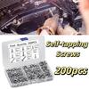 200pcs Flat Head Self-tapping Screws Cross Head Hardware Fastener Sheet Metal Screws  Wood
