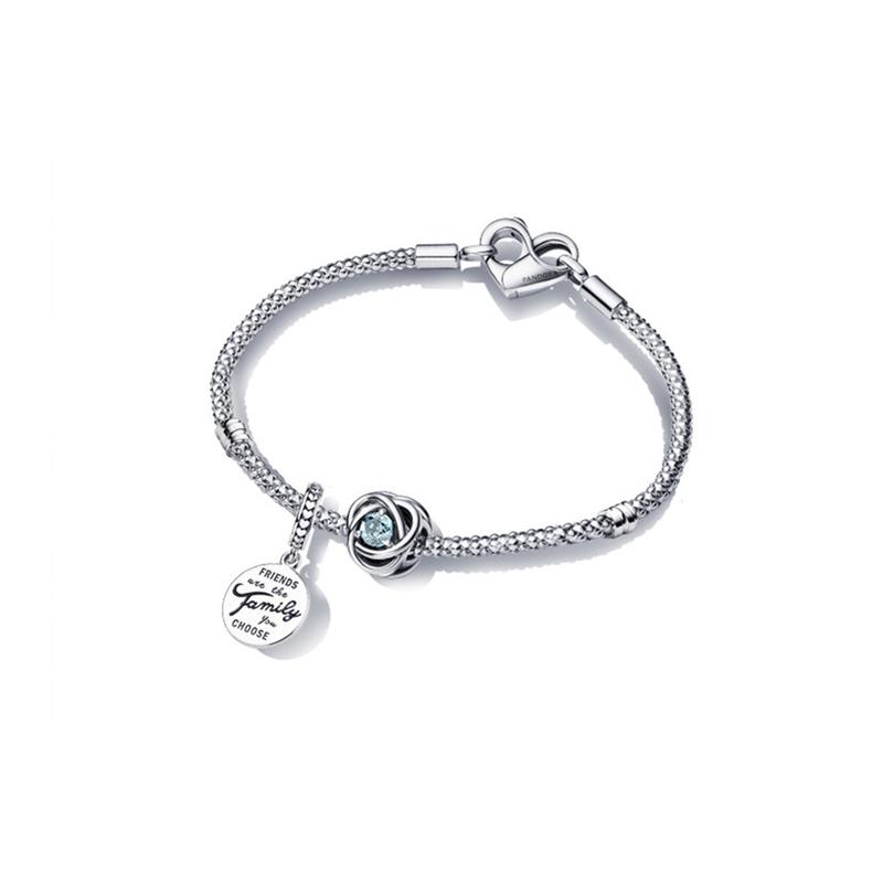 Pandora Wishing Birthstone Story Chain 925 Silver Glass Enamel Bracelet Women s Silver ZT2873 серебряный