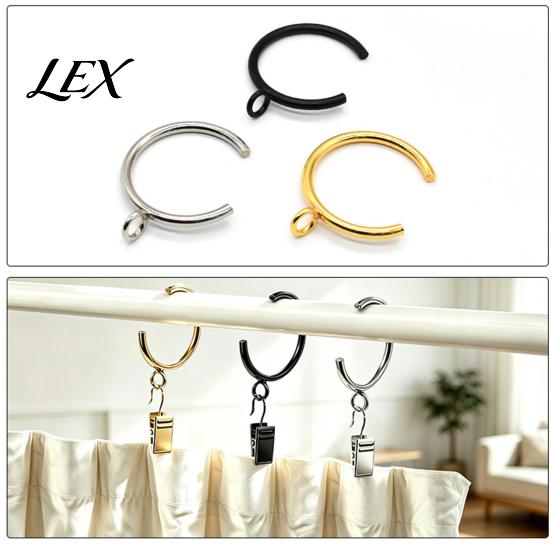 Easy Glide Drapery Rings for Home 10Pcs C Shaped Curtain Rings, Heavy Duty Bypass Metal Weight Hangers Passing with Eyelets French Return Rods Smooth
