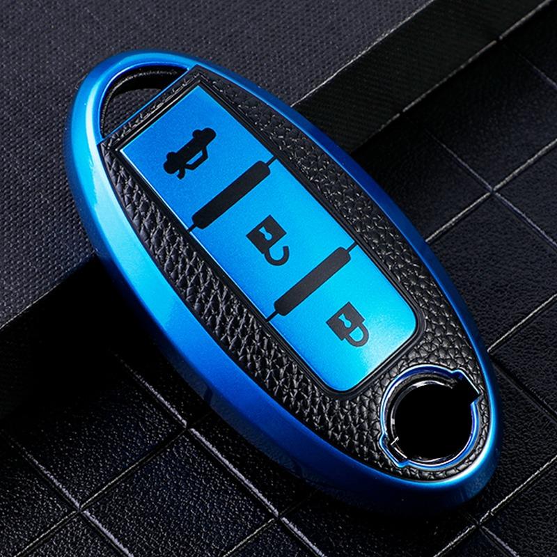 TPU Läder Bilnyckelfodral Skydd för Nissan Leaf Micra Qashqai J11 J10 X Trail T32 Versa Note Patrol Nyckelfodral Tillbehör