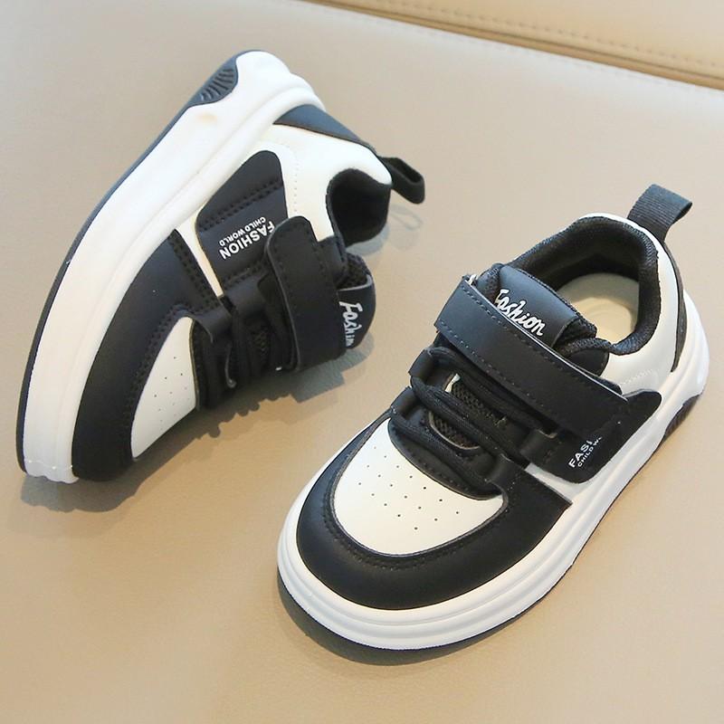Kids Casual Sneakers Fall 2026 Soft Sole Unisex Toddler Child Low-Top PU Shoes With Velcro