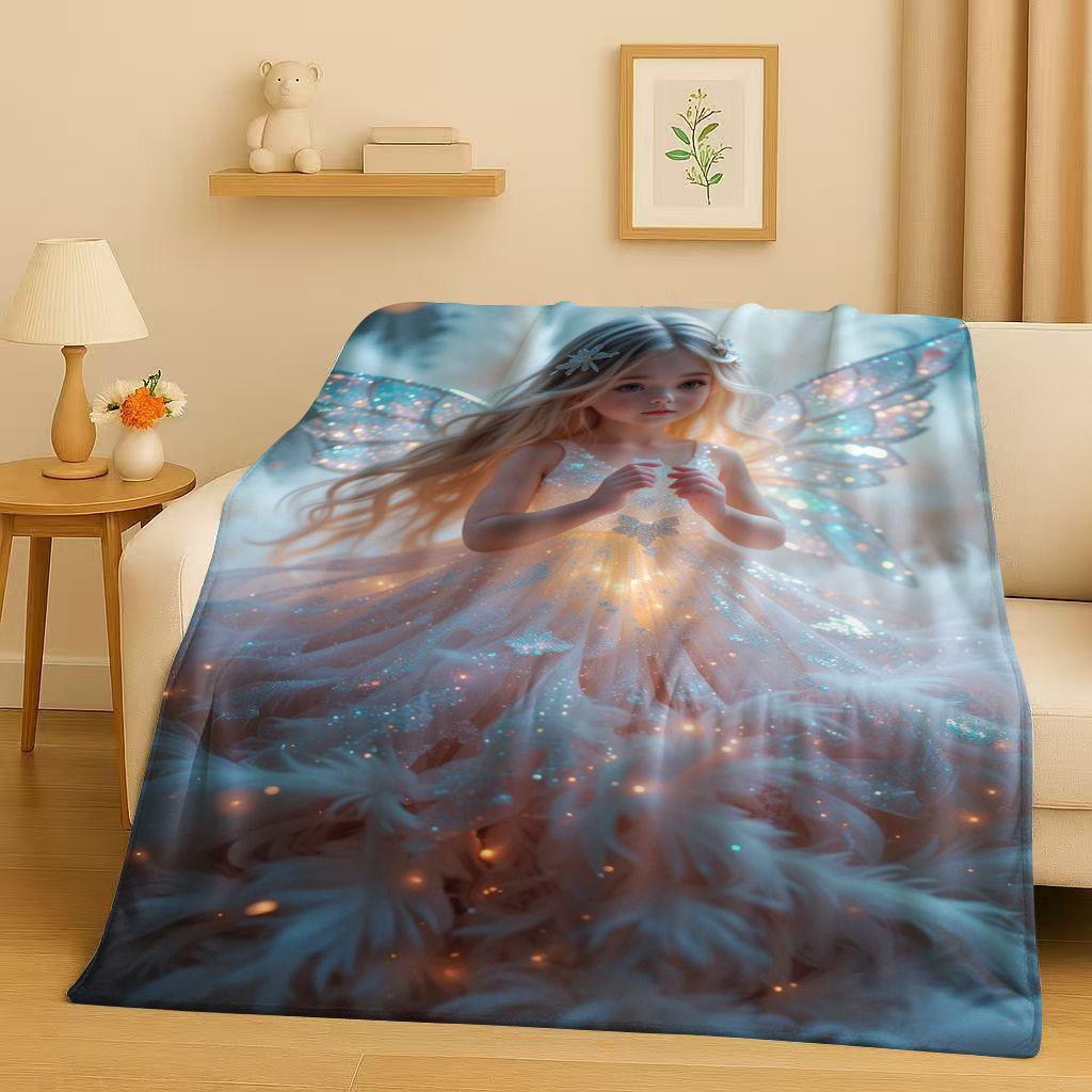 3D Luxurious Balote Angel Cupid Cartoon Flannel Blanket,Ultra Soft Warm Plush Throw for Home Bedroom Bed Sofa Cover Office Gift