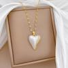 Trendy Simple Imitation Pearl Love Heart Pendant Necklace for Women Stainless Steel Chain Heart Jewelry Accessory Gifts