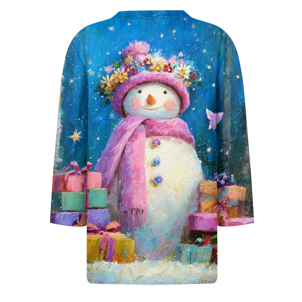 3/4 Sleeve Shirts For Women Print Graphic Tees Blouses Casual Plus Size Basic Tops Pullover