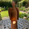 1/2Pcs Rusty Angle Candle Holder Weather-proof Iron Art Tealight Candle Stand Metal Candlestick Indoor Outdoor Garden Home Office Desktop Decoration