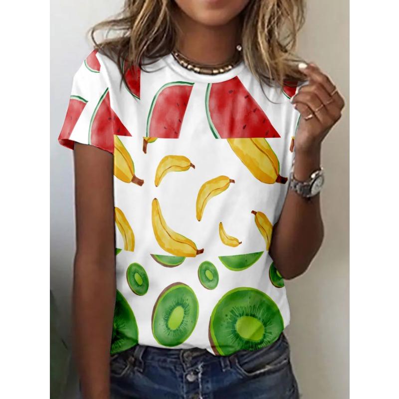 Women's Round-Neck Casual Short Sleeve T Shirt Harajuku Top Y2k Tees Female Clothing