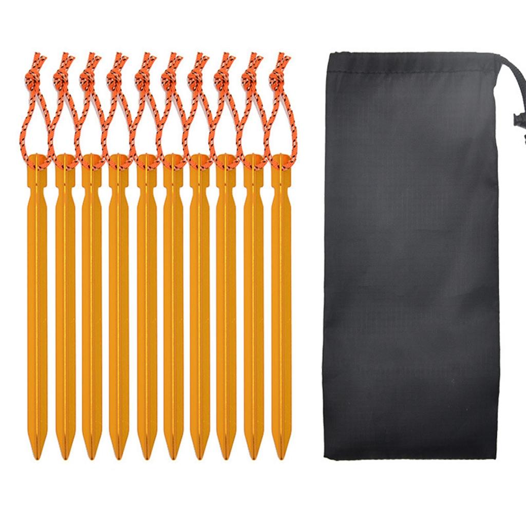 10 Pièces Piquets de Tente de Camping Robustes en Alliage d'Aluminium avec Corde à Vent Ancrages de Sol Extérieurs Clous pour Piquets de Tente