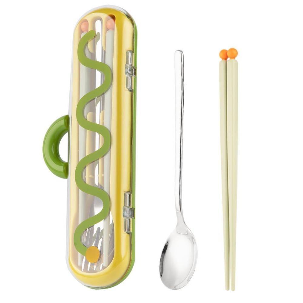 Dopamine Chopsticks Three-piece Set with Carrying Case Spoon Cutlery Set  Outdoor Dining