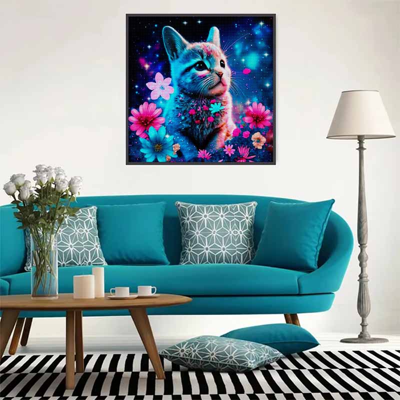 New Arrival 5D DIY Full Circle Diamond Painting "Flowers and Cats" Embroidery Cross Stitch Home Decor Gift