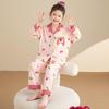Autumn Long Sleeve Cartoon Pajamas Set for Girls - Cardigan Style, Wear Indoors or Out