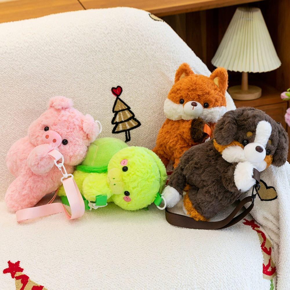 Animals Green Turtle Plush Backpack Phone Bag Cartoon Plush Schoolbag  Lady