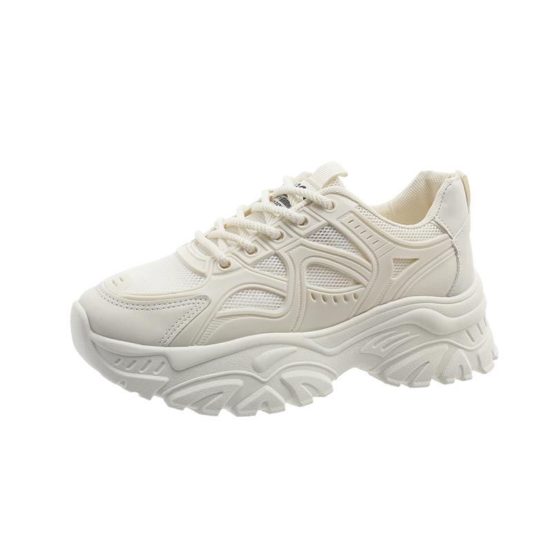 Thick-soled Solid Color Dad Shoes for Female Students Running Sneakers  New Summer Mesh Breathable Casual Shoes