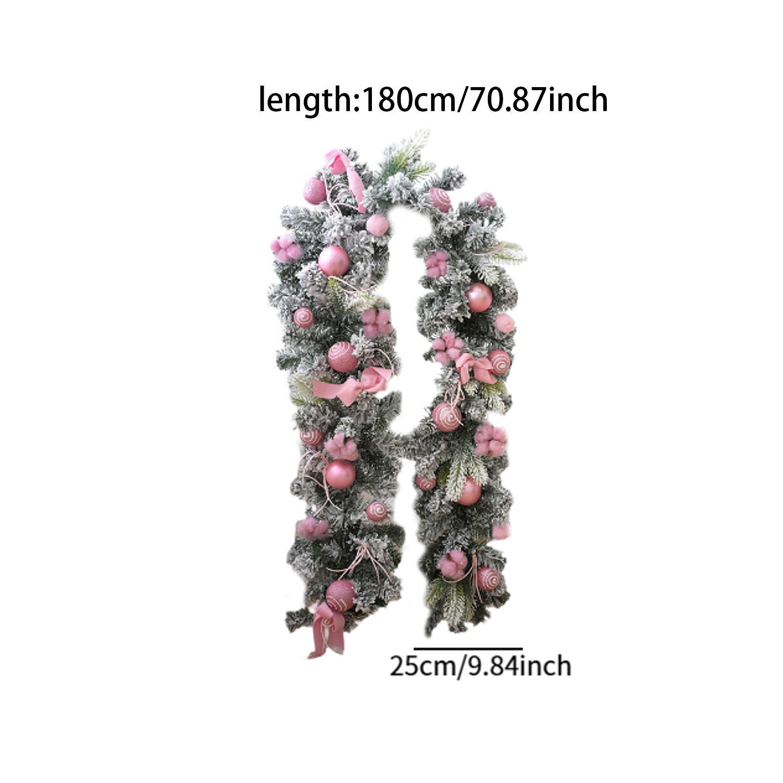 

Hot Pink Christmas Wreath Decor With Balls Artificial Plant Rattan Garland Christmas Rattan Hanging Ornament For Home Decor