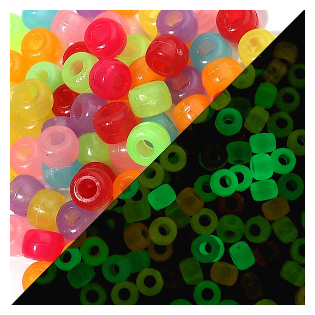 200pcs Round Colorful Acrylic Hair Beads Glow in the Dark for Kids Girls Braids and Women Fashion Hair Accessories