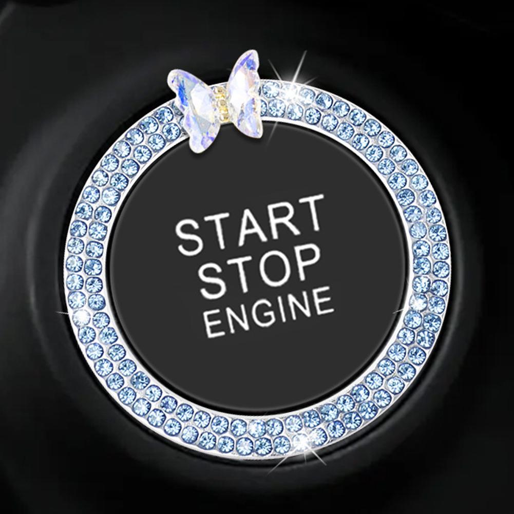 Kristall-Auto-Onekey-Startknopf-Dekorationsring mit Diamant-Strass-Kreis-Start-Stopp-Schalterring Auto-Innenausstattung