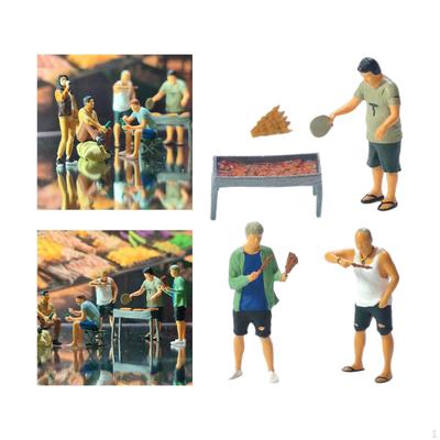 5 Pieces 1/64 BBQ People Figures Set Resin Figurines Movie Props Sand Table Layout Decoration S