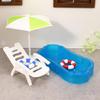 Miniature Beach Scene Set for 1/12 Dollhouses Poolside Display Furniture with Deck Chair Sunshade for Kids Pretend Play