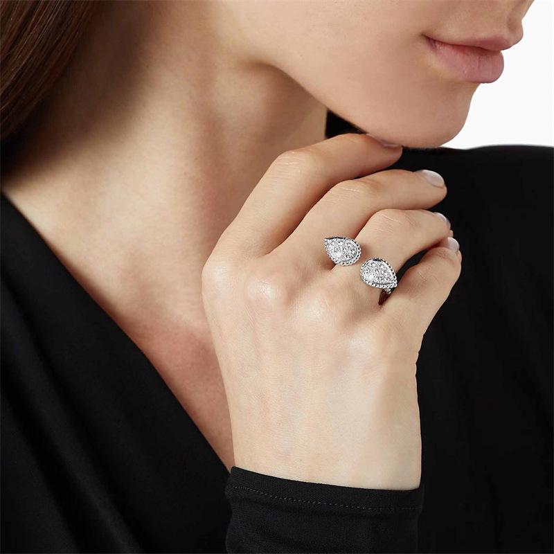 Bohemian Waterdrop Diamond Bangle Ring - Women s Elegant European-American Style Jewelry