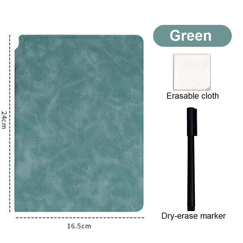 1 conjunto de caderno de quadro branco reutilizável com caneta de quadro branco, pano de apagamento, bloco de notas de couro, planejador semanal, portátil, elegante, escritório