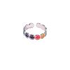 Korean Rainbow Smiley Face Adjustable Ring Elegant Copper Fashionable Design For Women