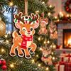 Holiday Hanging Decorations 6Pcs Wooden Reindeer Christmas Ornament, Cute Deer Decor Charms with Jute String, Tree Pendant for Home Shop Natural Wood