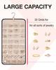 BAGSMART Hanging Jewelry Storage Roll with Metal Jewelry Holder for Medium Black Organizer, Hanger, Hook, Double-Sided Earrings, Necklaces, Rings,
