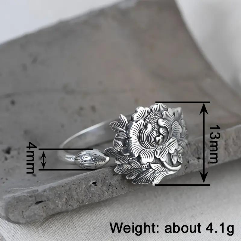 Vintage Flower Opening Rings for Women Anti Silver Color Aesthetic Floral Adjustable Rings Gift Daily Party Retro Jewelry