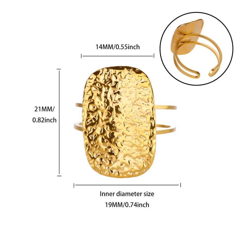 Stainless Steel Multi-Layer Hollow Ring For Women Men Gold Color Broad Surface Finger Jewelry Anillos Couple Wedding Flower Gift