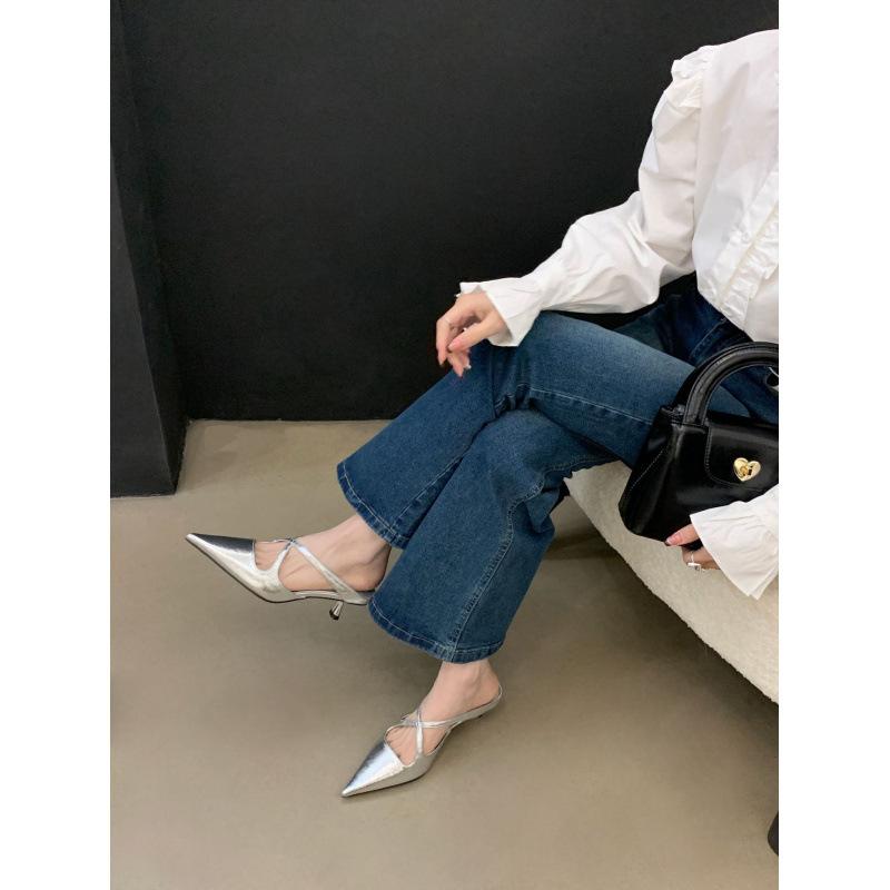 

Остроносые французские нежные туфли-лодочки на шпильке-рюмочке, весна и осень, новинка, ретро, женские летние вечерние вечерние туфли в стиле Мэри Джейн 39 серебряный