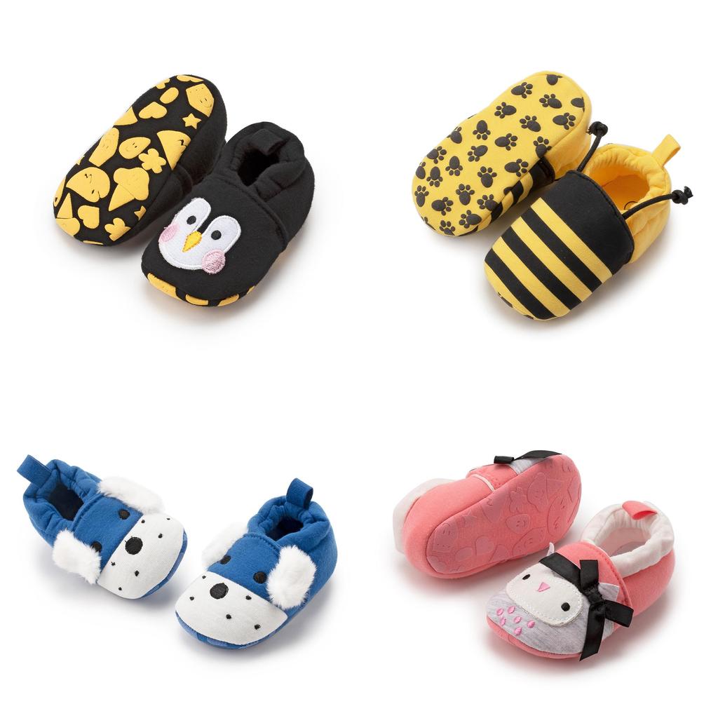 Chaussures pour bébé avec design d'abeille, hibou, pingouin de dessin animé pour l'apprentissage et la marche des tout-petits