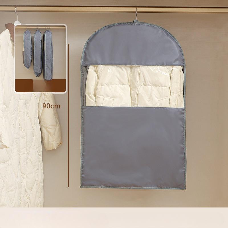 

Down Jacket Compression Dust Cover Wardrobe Clothes Dust Bag Hanging Household Transparent Clothing Hanging Cover Bag S сірий