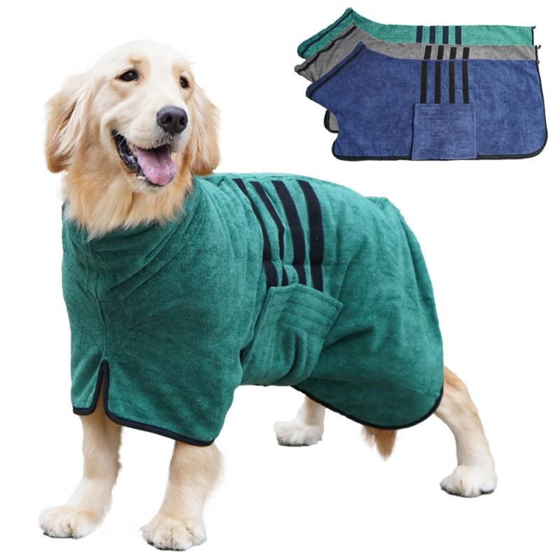 Quick-Dry Pet Robe Large Dogs Microfiber Absorbent Dog Bath Towel Coat Winter All Season