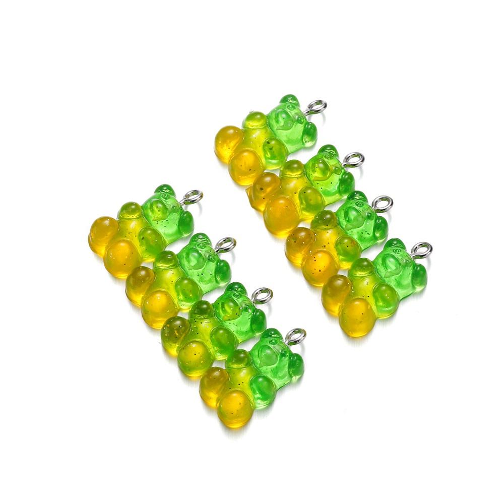 10Pcs/Lot Candy Bear Pendant Charms Colorful Resin Bears for Necklace Bracelet Earrings Jewelry Making Findings Accessories