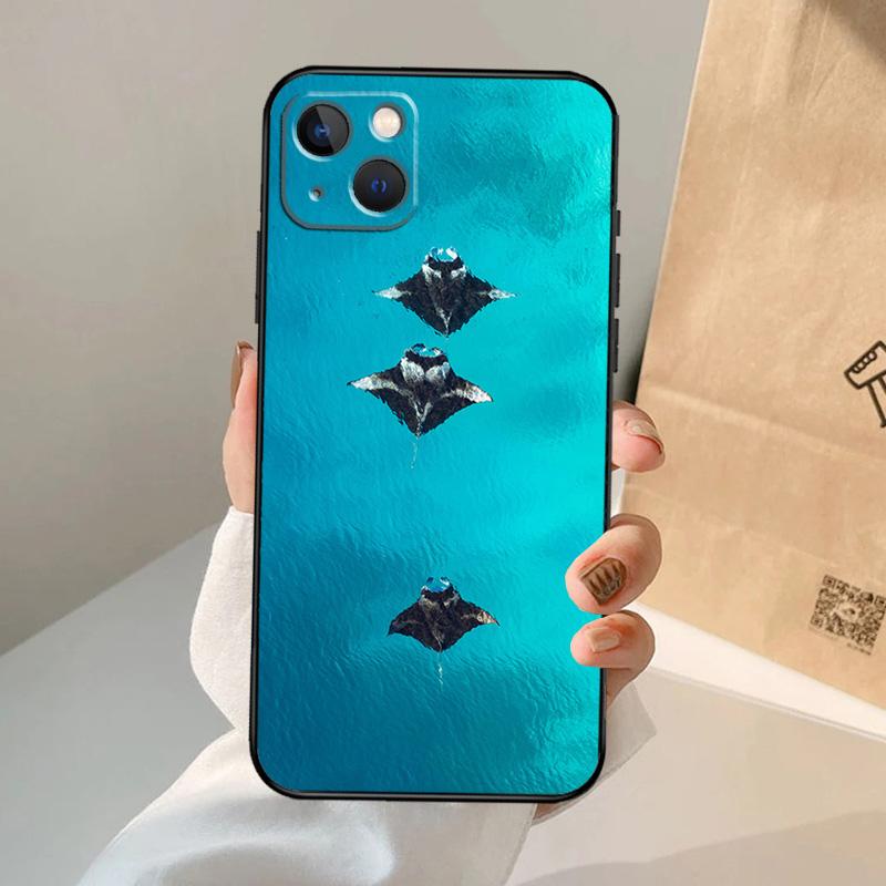 Animal Manta Ray Phone Case For iPhone 17 Air 16 14 13 12 11 15 Pro Max 13 12 Mini 15 16 Plus 16e Cover Coque