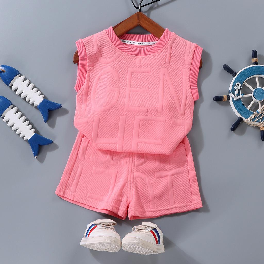 Summer Children's Vest Suit Boys Sleeveless Net Red Summer Clothes Big Children's Western Style Loose Version of Children's Clothing