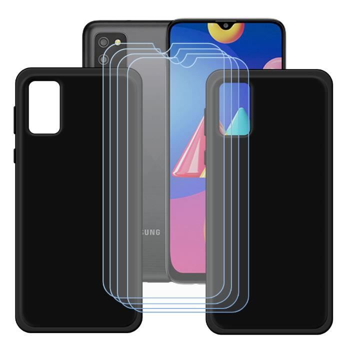 Coque et Protecteur d'écran - FZ - Samsung Galaxy A02S - Noir - Souple - Inclut 4 Verres Trempés