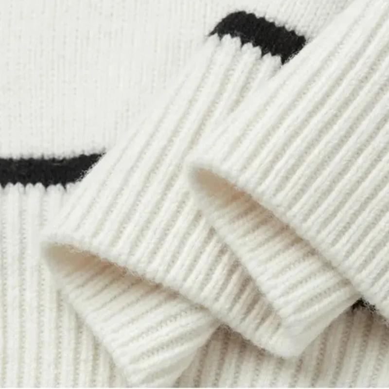 Podzim Zima Móda Nový Volný Svetr Dámský Elegantní Pletený Polovysoký Límec Dlouhý Rukáv Topy Elegantní Prošívání Dojížděcí Styl Teplý Svetr