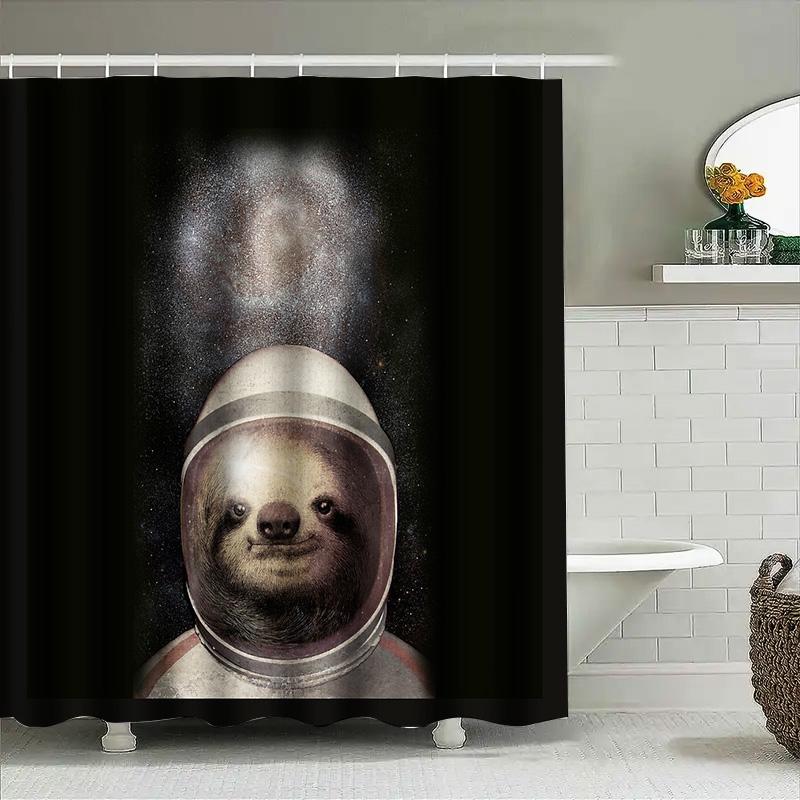Space Cat Astronaut Shower Curtain Galaxy Kitten Bathroom Decor Cosmic Pet Lover Gift Modern Home Decor
