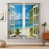 Beach Scenery Printed Curtain for Home Decor - Rod Pocket Window Treatment for Bedroom   Kitchen   Living Room