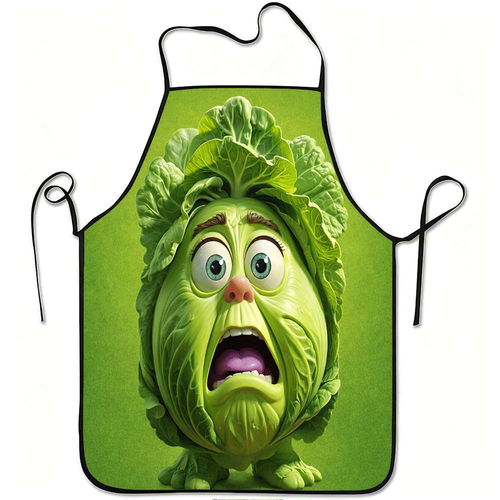 1pc Cabbage Vegetable Art Print Apron, Durable and Easy to Clean, Polyester Material, Suitable for Kitchen Cooking, Gardening, Orchard Picking, Christ