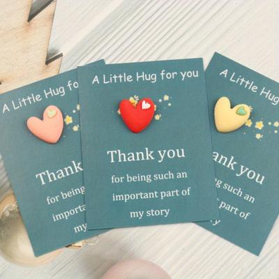 4-Piece Set, Random Colors, DIY Resin Frosted Heart Series Blue Card Pocket Hug Card, Suitable for Everyday Use, Any Holiday Gift Card,